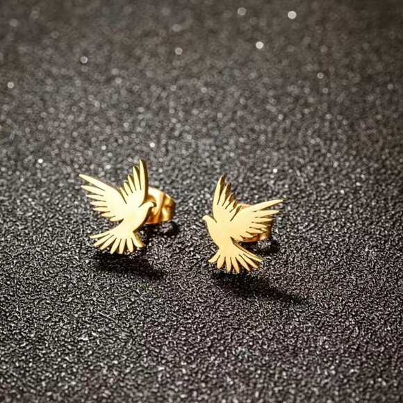 Dove of Peace Stainless Steel Stud Small Earrings #1145 - Picture 7 of 10